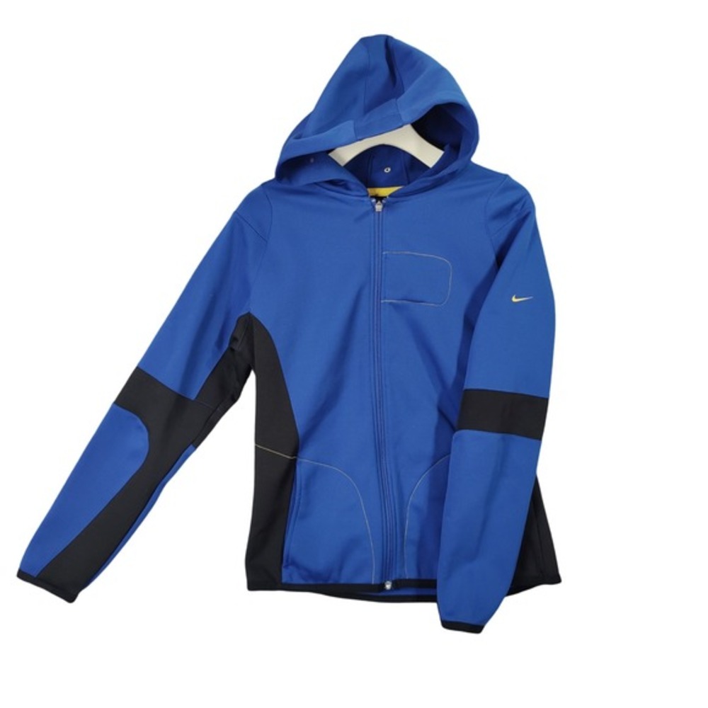 Nike Vintage Therma-FIT Full Zip Jacket Hoodie Blue Black Womens Medium Granola